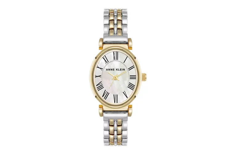 3. Двухцветные овальные часы Anne Klein с браслетом