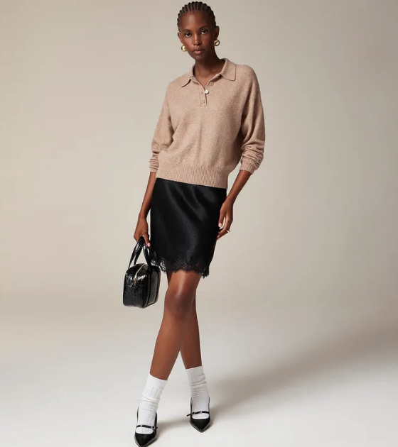 Long-Sleeve Sweater-Polo in Supersoft Yarn