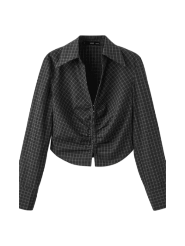 Блузка Mango Gathered check blouse