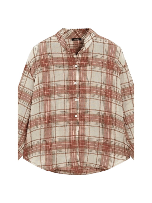 Massimo Dutti Oversized checked shirt with stand