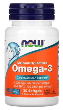 NOW Foods, жирные кислоты омега-3, 180 ЭПК / 120 ДГК, 30 капсул